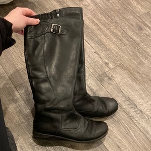 Clarks black tall leather boots